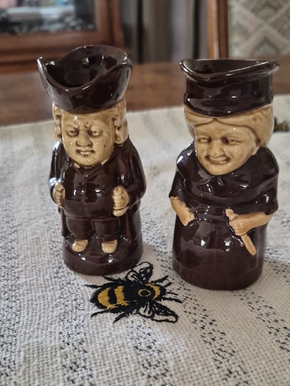 Brown Glazed Ceramic Figurine Pair - Home Accents